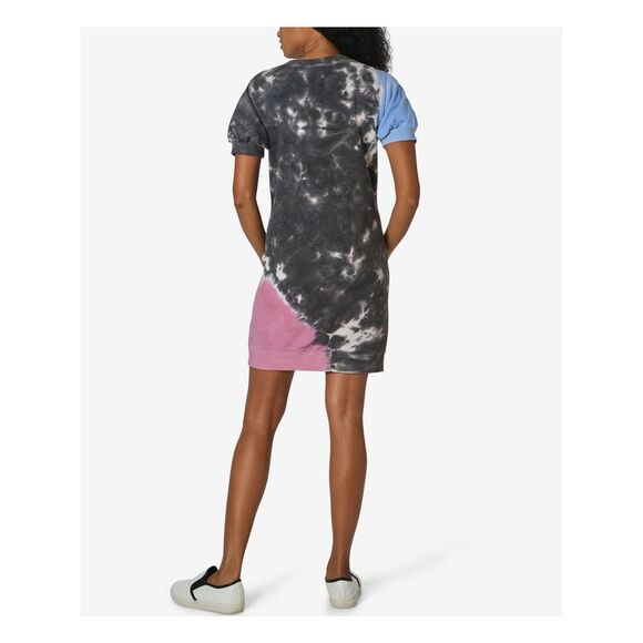 ULTRA FLIRT Womens Jersey Short Length Ribbed Pouf Crew Neck Mini Shift Dress - Picture 2 of 4